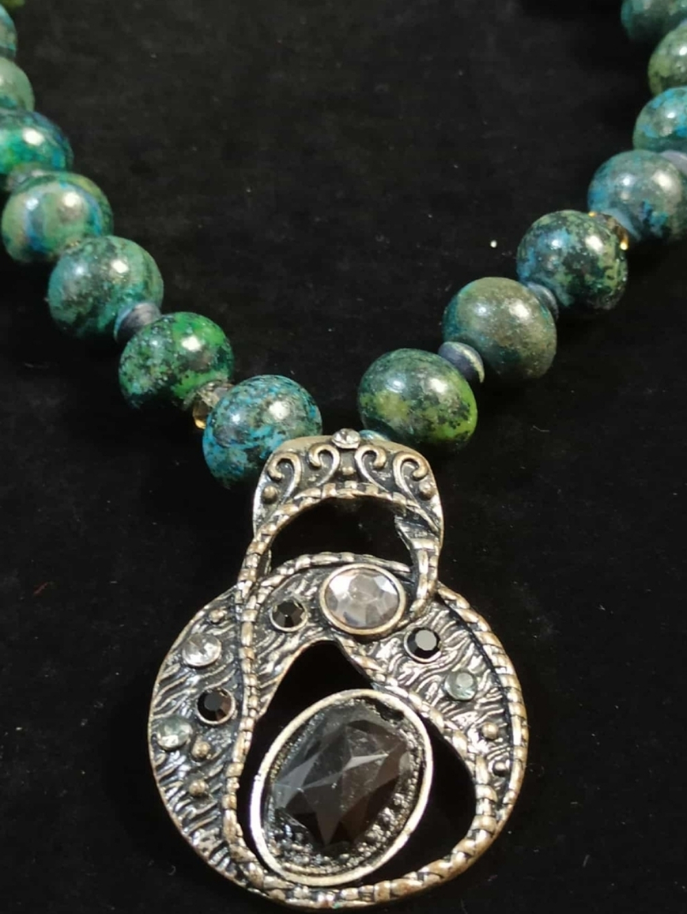 Vintage Style Israeli Eilat Stone Beaded Necklace Artisan Pendant Statement - Picture 15 of 15